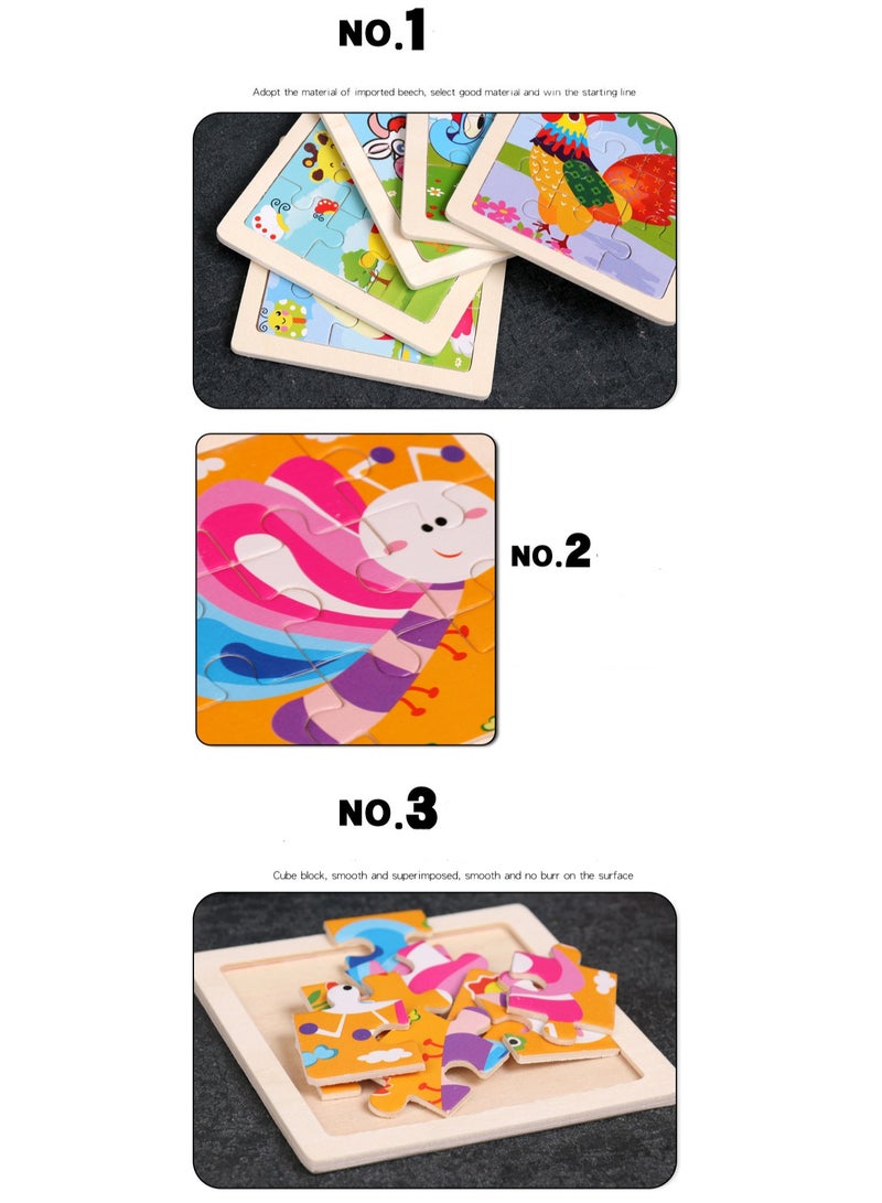 Children's Educational Wooden Cartoon Airplane Jigsaw Puzzles Suitable Gift Bag Pack - Image 3